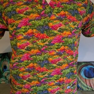 Vtg Women's Cherokee Vibrant Scrub Top
